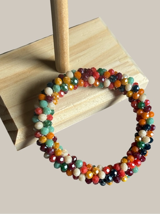 Jewelry - Handmade Bohemian Elastic Glass Bead Bracelet - Multi-Color Stretchable